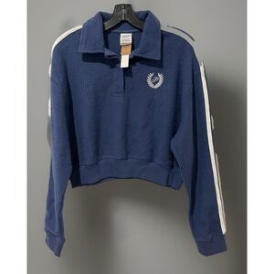 New! Victoria's Secret Pink Women's Size Small S Fleece Cropped Sweatshirt Navy